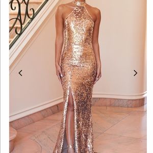 Club L London Rose Gold Maxi Dress